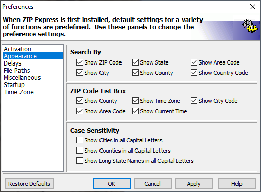 Preferences Dialog